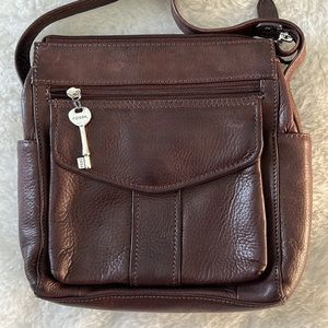 Fossil Vintage Brown Leather Crossbody Bag